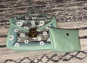 Daisy Print Transparent Crossbody Bag Set with Inner Pouch